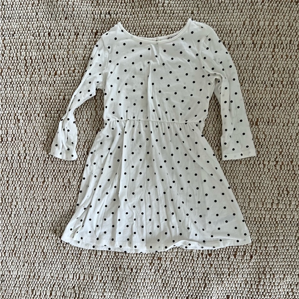 Kids White with black polkadot dress size small